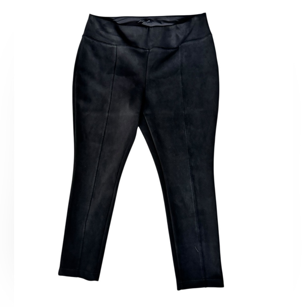 Andrew Marc Black Pull-On Stretch Ankle Pants Womens XXL Holiday Party Velvet - Picture 1 of 6